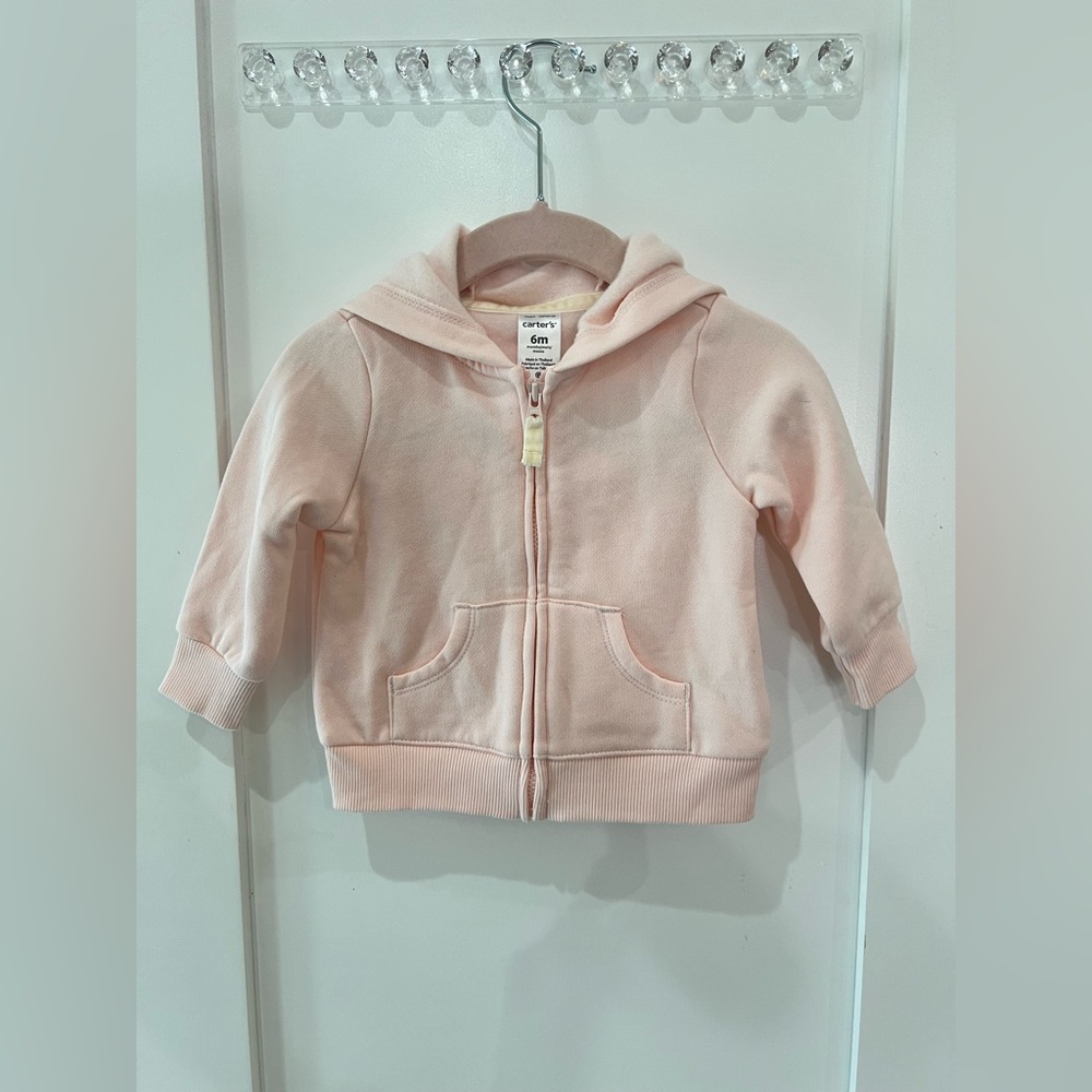 NWOT Carter's Pink Cozy Zip-Up Hoodie Sweatshirt Girl size 6 months.